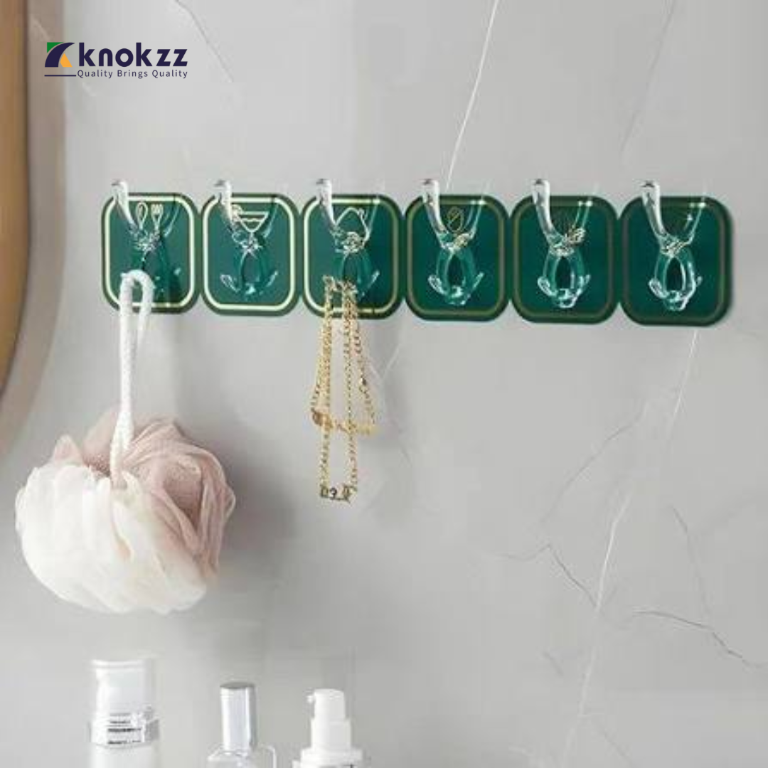 6 Pcs Self Adhesive Hook Key Storage Hanger for Kitchen Bathroom Door