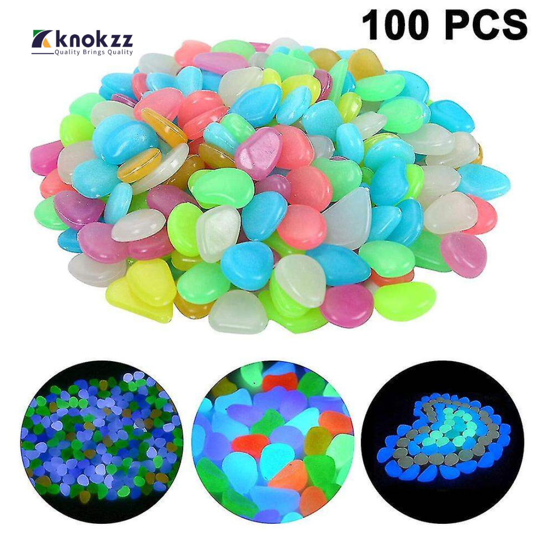 100 Pcs Radium Plastic Stones Pieces Colorful Luminous Glowing Pebbles