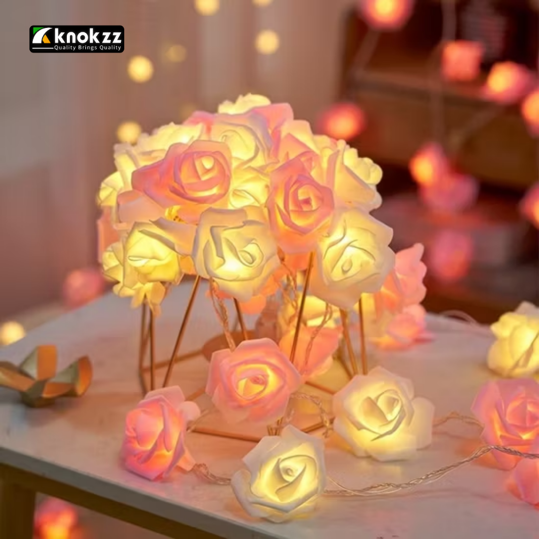 LED Rose Flower Fairy String Lights – 28 Feet 80 Rose