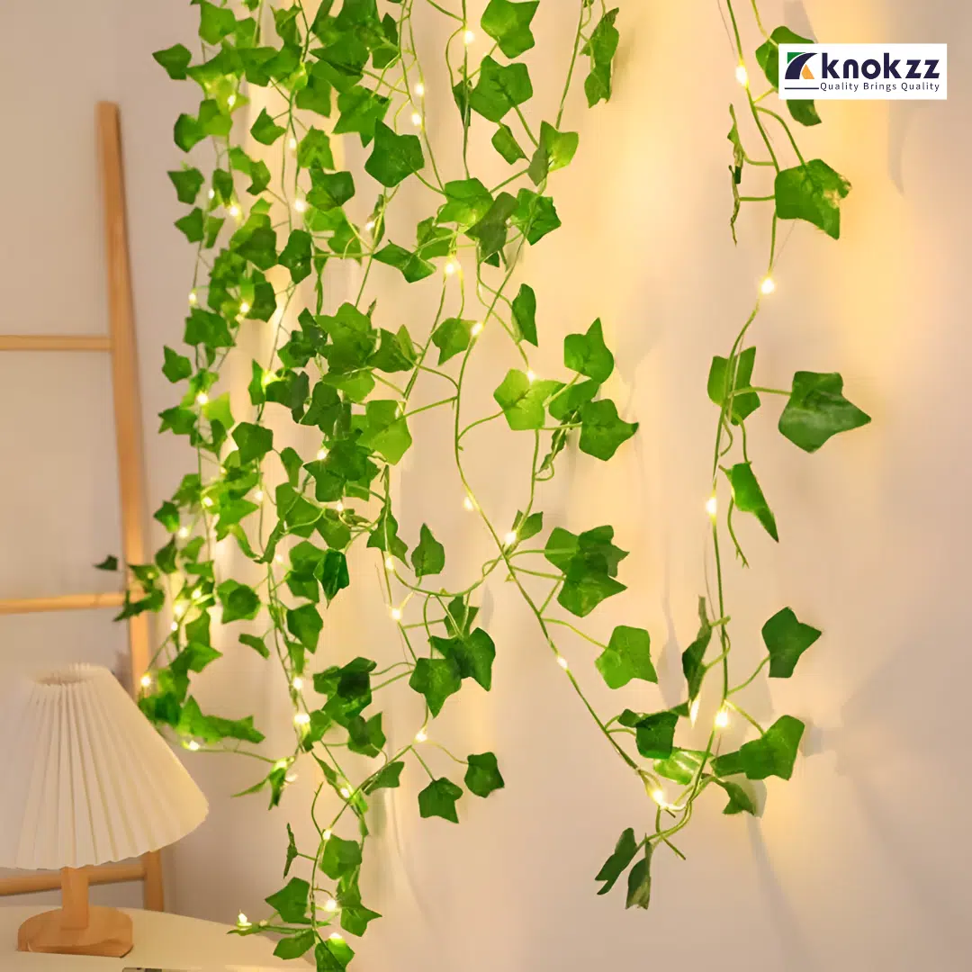 Artificial Green Leaf & String Fairy lights (4)