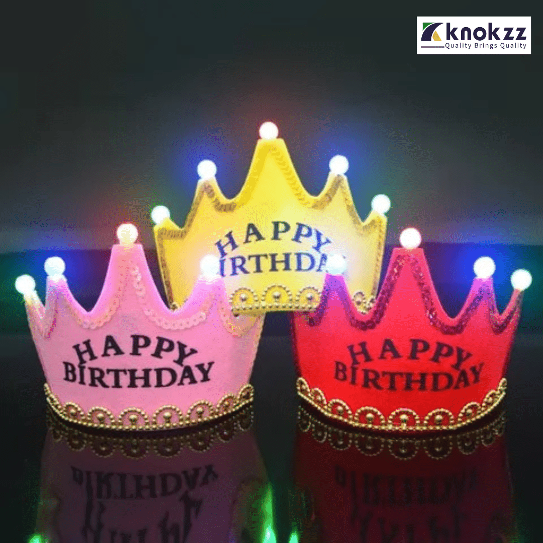 Product details of Happy Birthday Lighting Crown Taj for Birthday Party Celebration Kit- (Pack of 01 Pcs) MaterialType(s) – Cloth Color-Not Pink, Sky Blue & Red ProductDimensions - 5 x 12 x 12 cm; 32 Grams Make your birthday celebrations shine with our Happy Birthday Lighting Crown Taj kit! This pack of 01 lightweight crown will add a special touch to your party. Get ready to light up the fun.